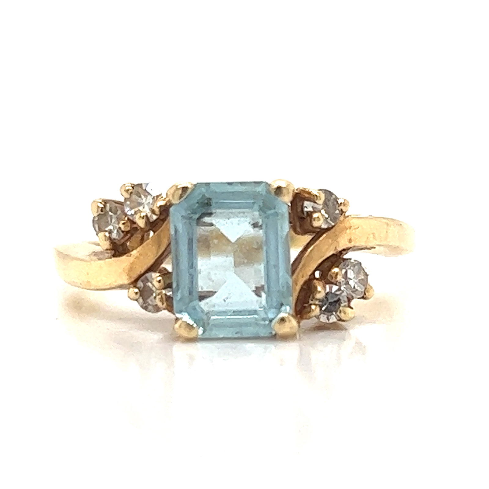 14k Aqua Diamond Ring  (1 of 2)