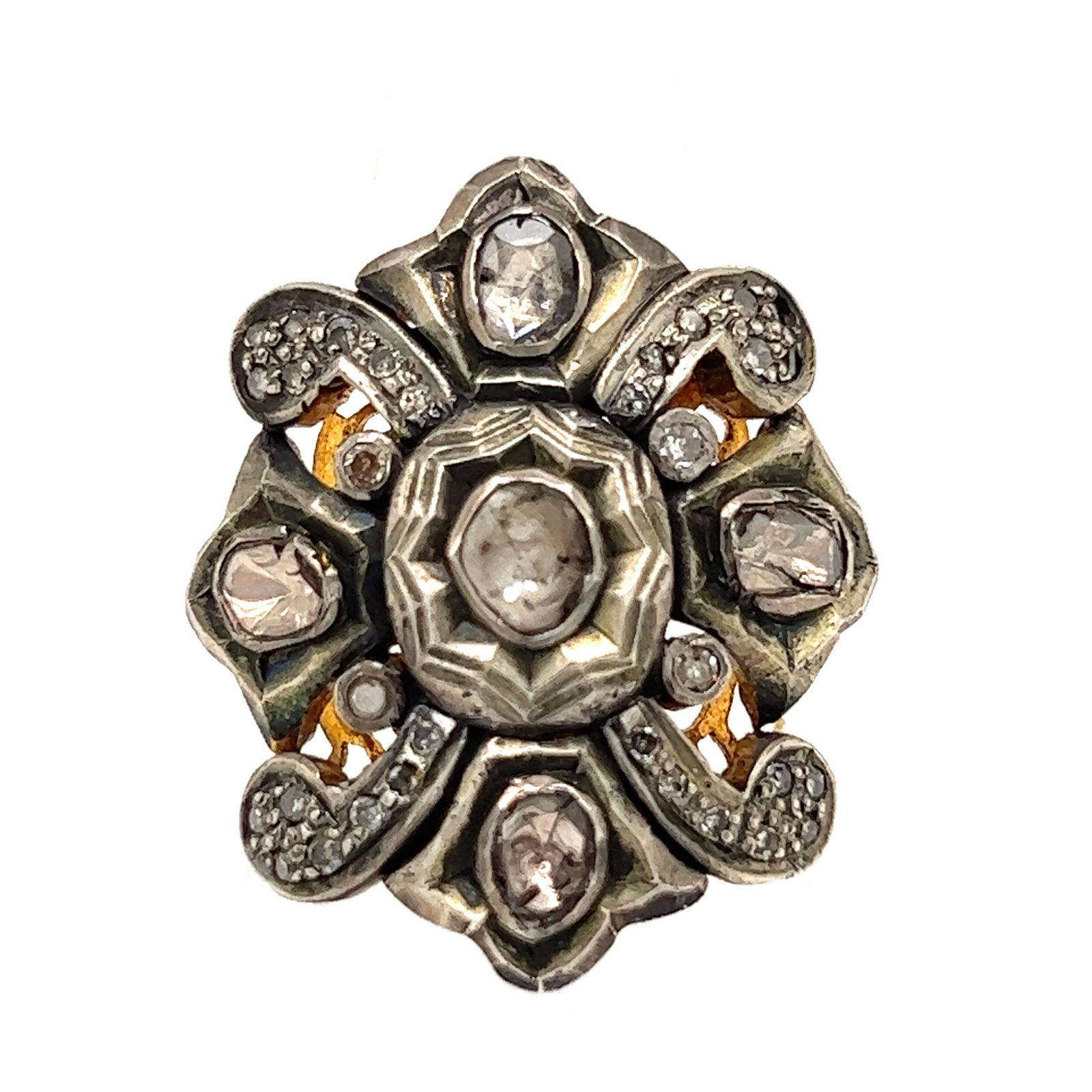 Silver and Gold Diamond Minas Novas Portuguese Ring   (1 of 2)