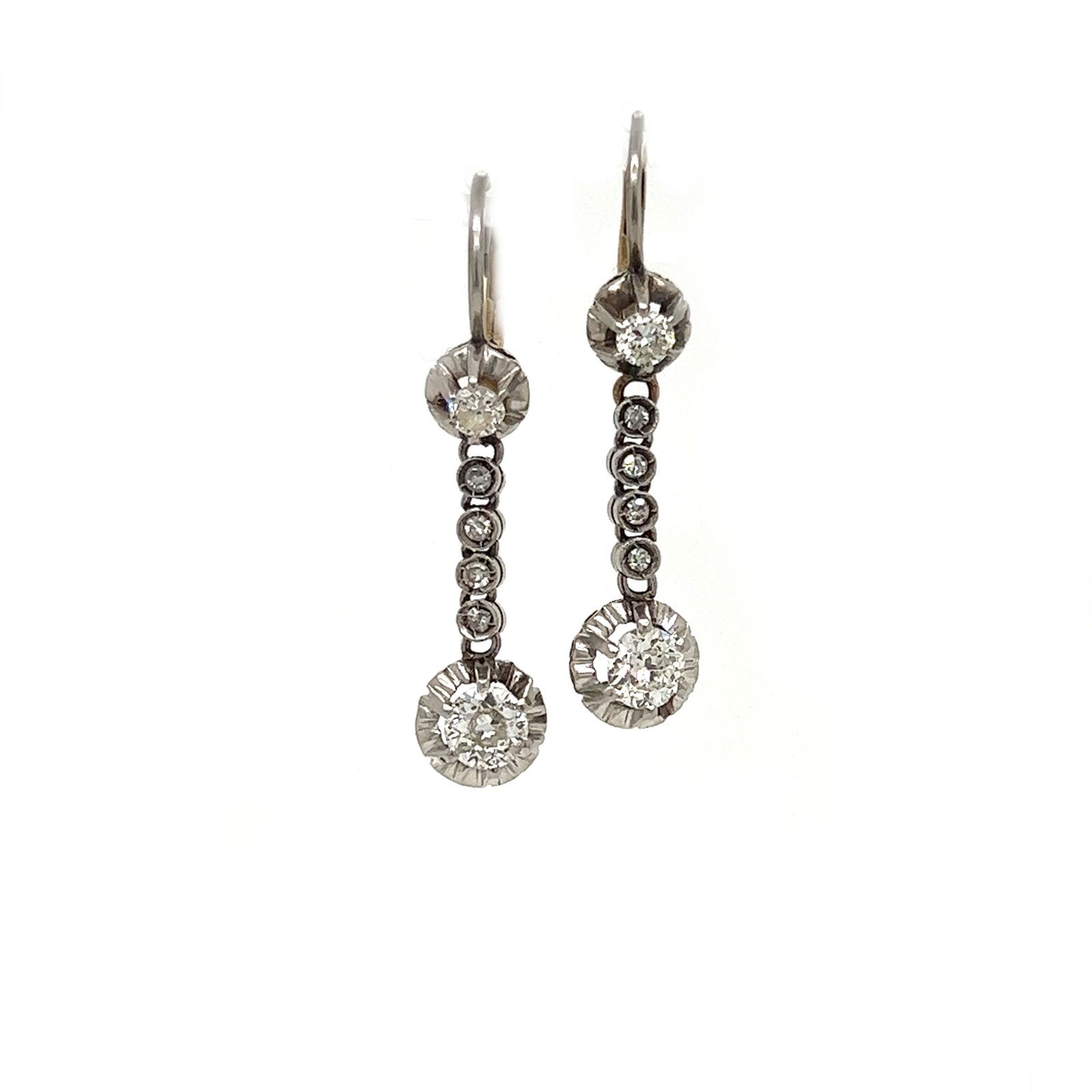 Art Deco Platinum Diamond Drop Earrings  (1 of 2)