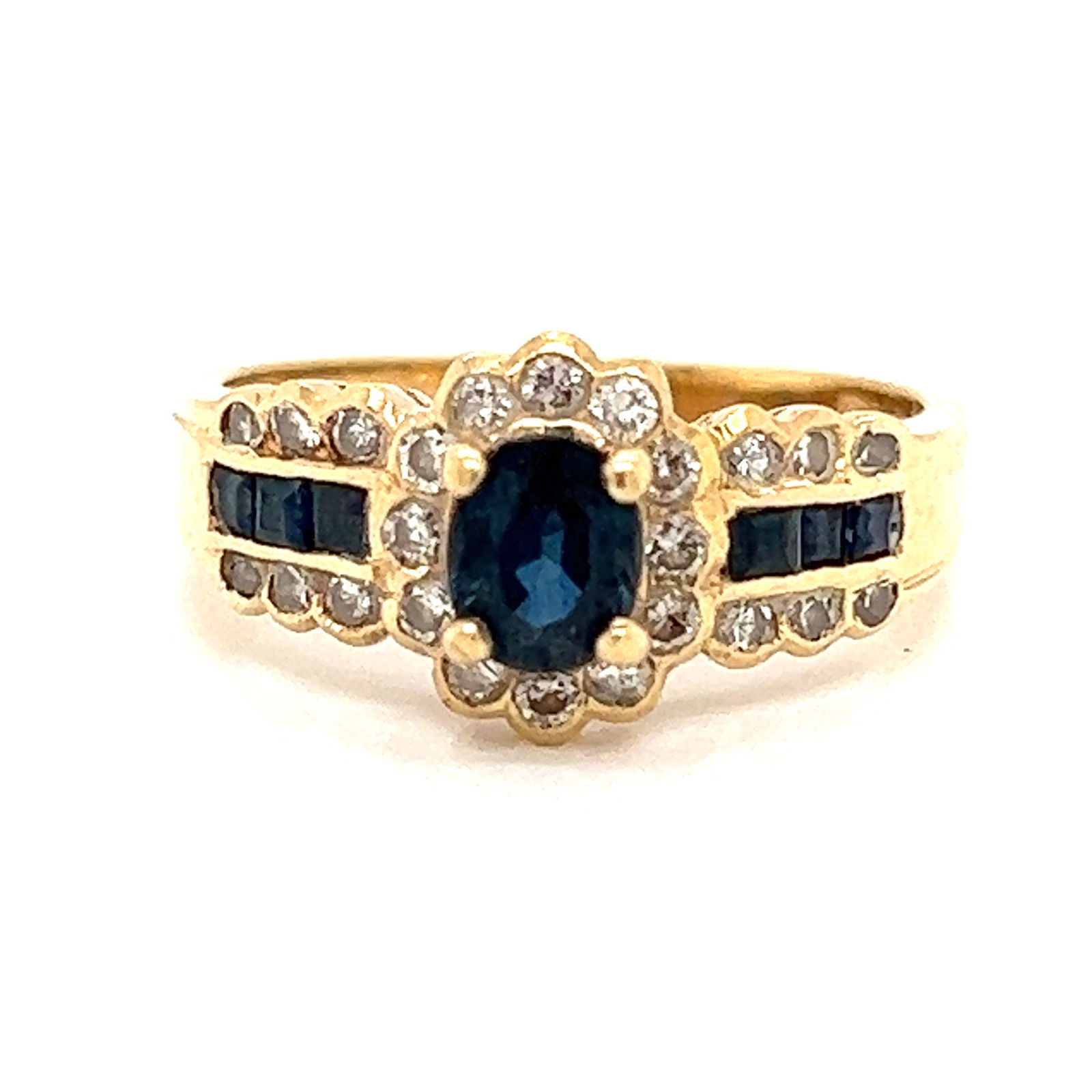 14k Sapphire Diamond Rosetta Ring (1 of 2)