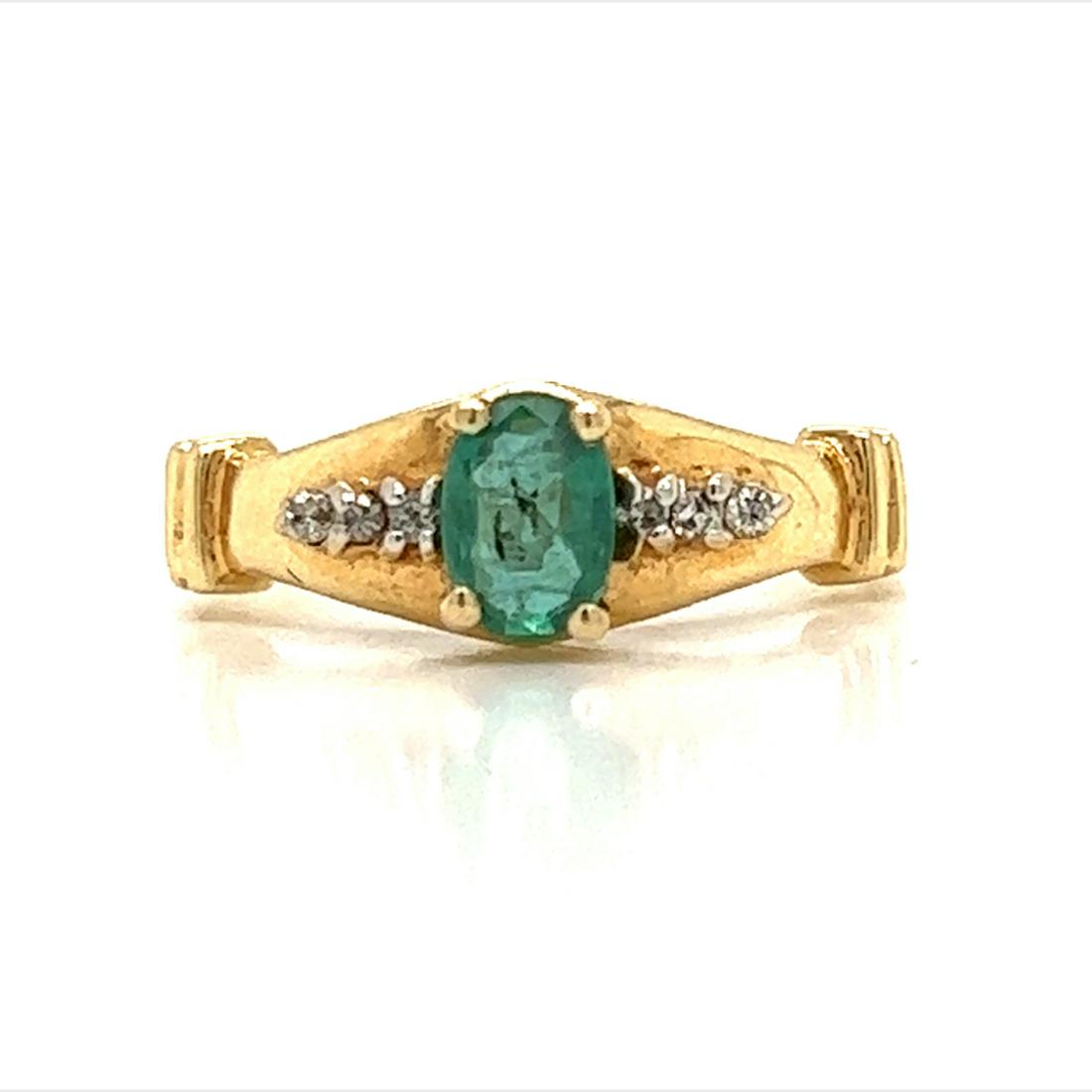 14k Emerald Diamond Engament Ring  (1 of 2)