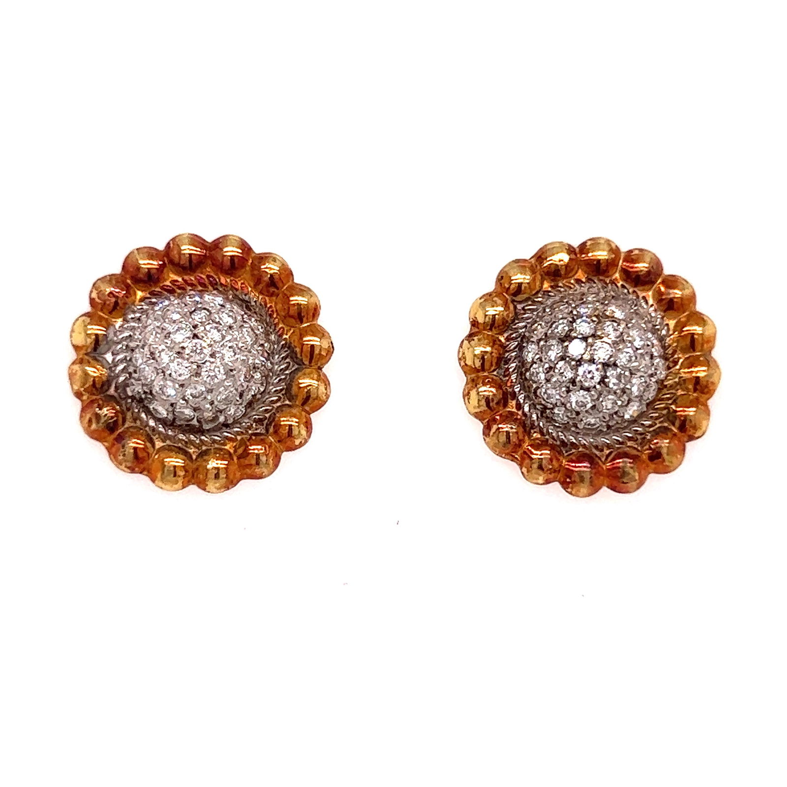 14k Retro Diamond Flower Earrings (1 of 1)