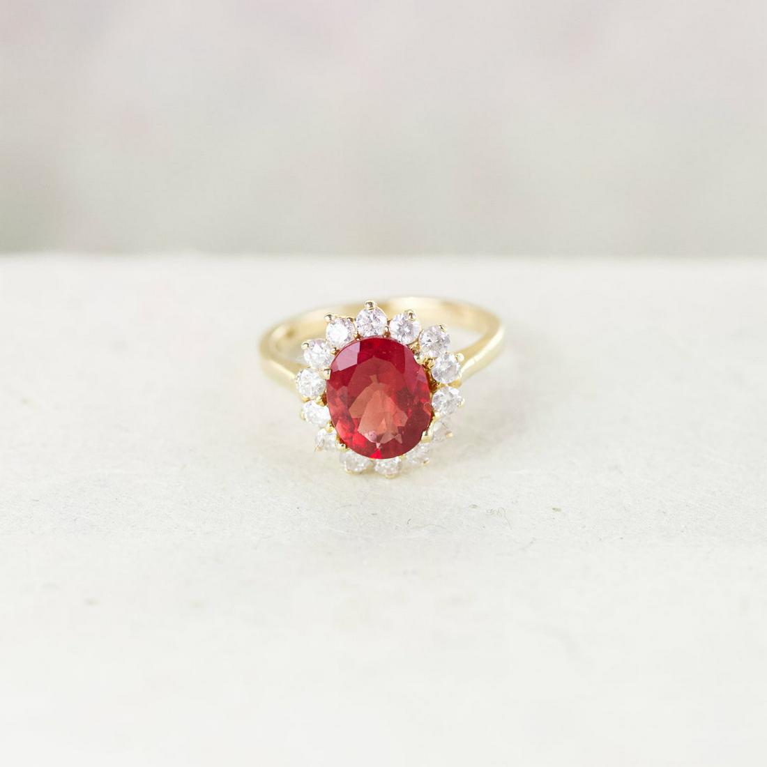 14k Sunstone & Diamond Surround Ring (1 of 2)