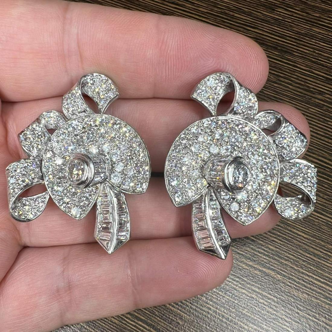Art Deco French Platinum Diamond Earrings (1 of 1)