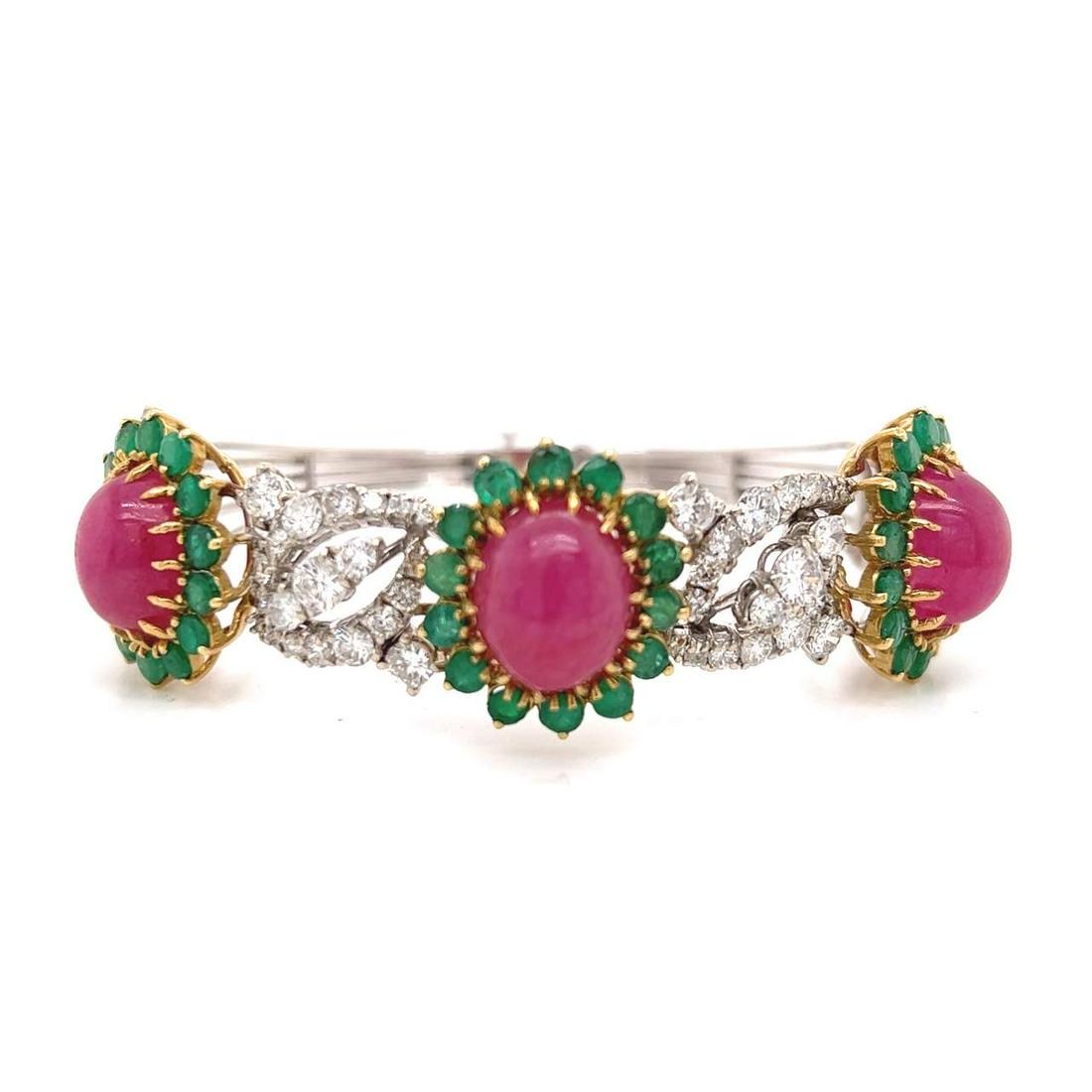 Korol 18K Yellow Gold Diamond Emerald and Ruby Bracelet (1 of 1)