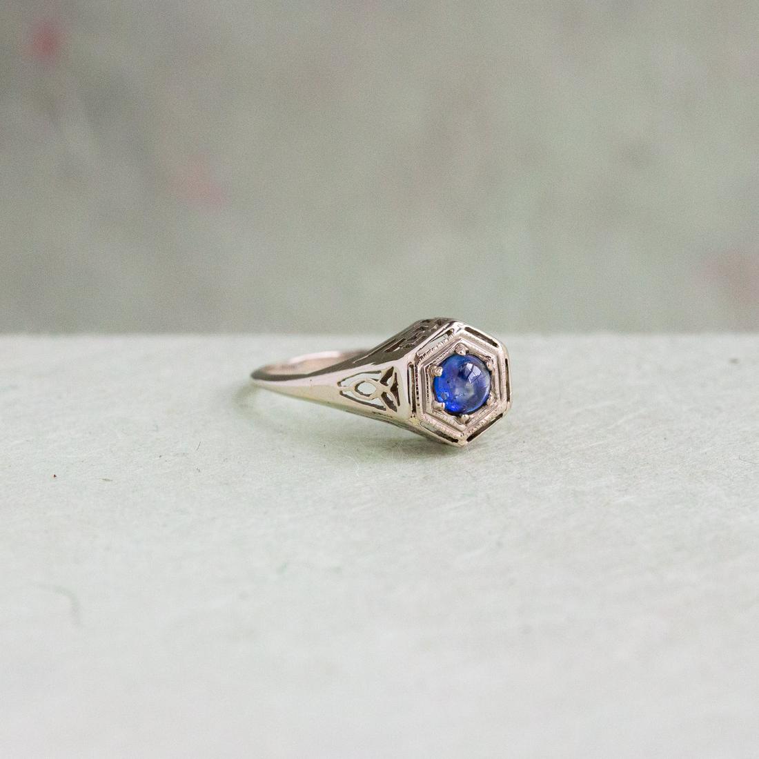 14k Art Deco Sapphire Filigree Ring (1 of 3)