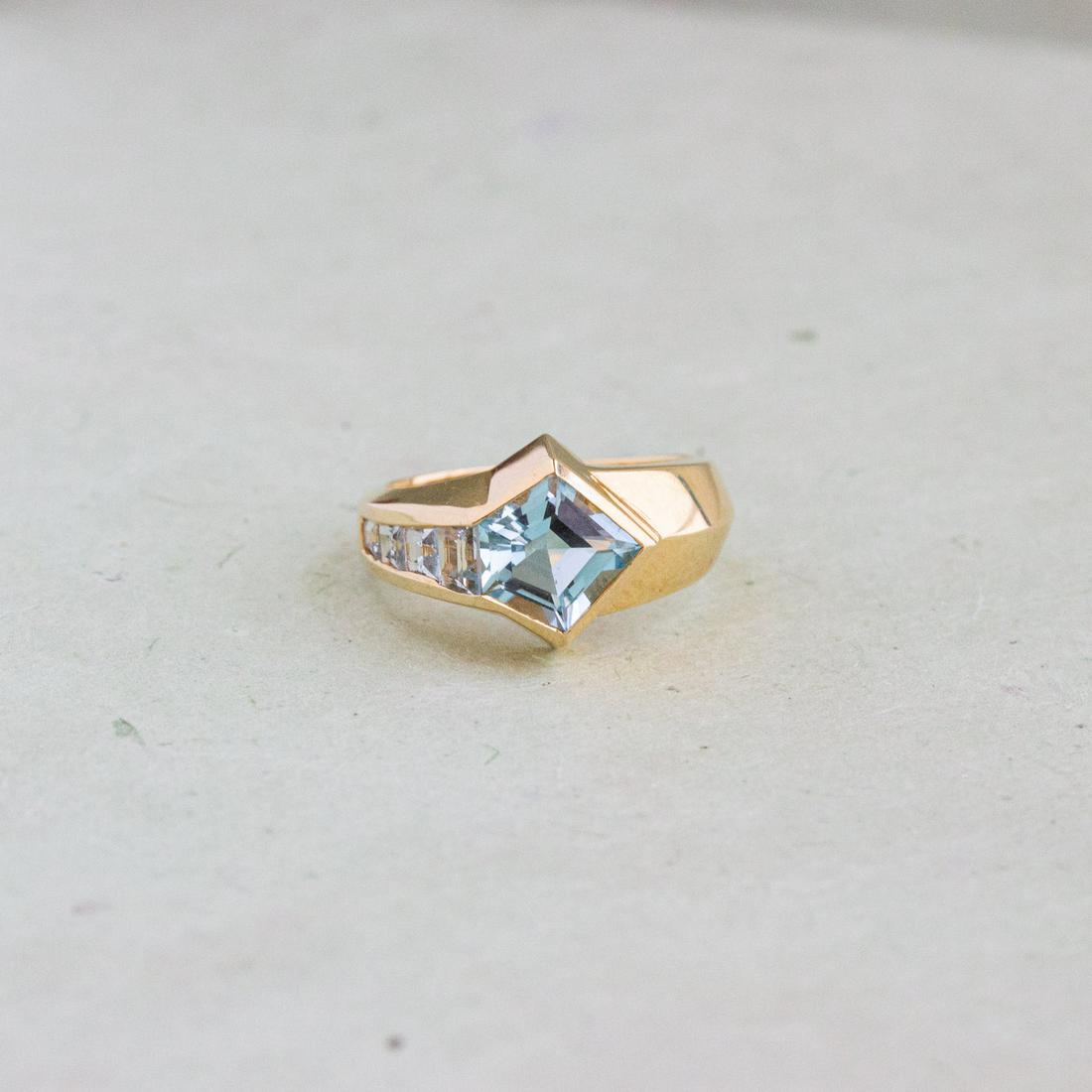 14k Blue Topaz Shield Ring (1 of 2)