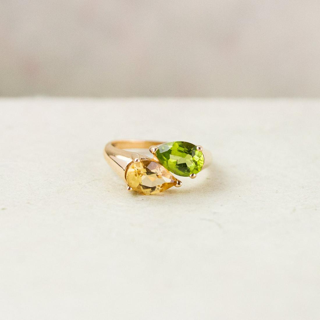 14k Peridot & Citrine Bypass Ring (1 of 3)