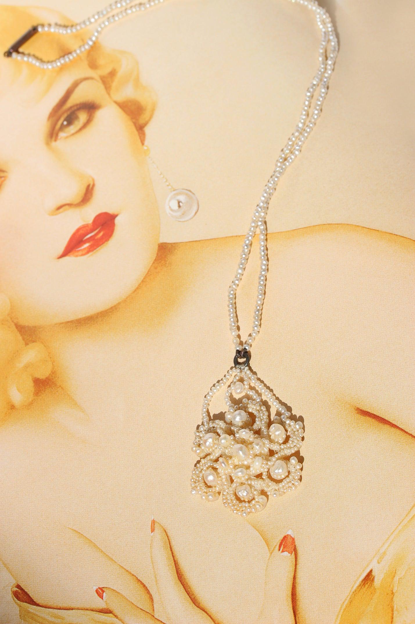 Georgian Woven Pearl Wedding Necklace (1 of 1)