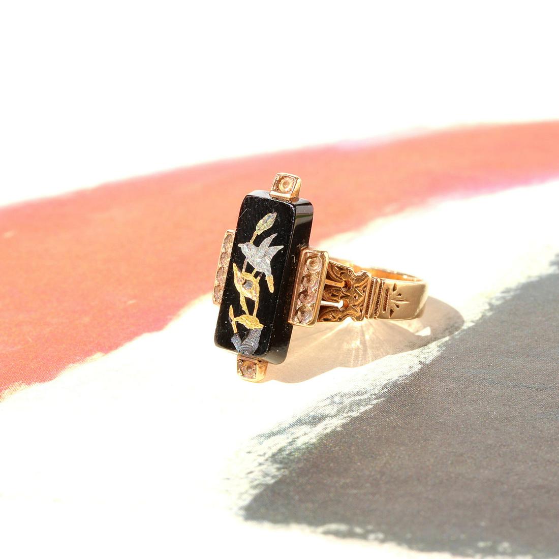 14k Victorian Black Onyx Pique Ring (1 of 3)