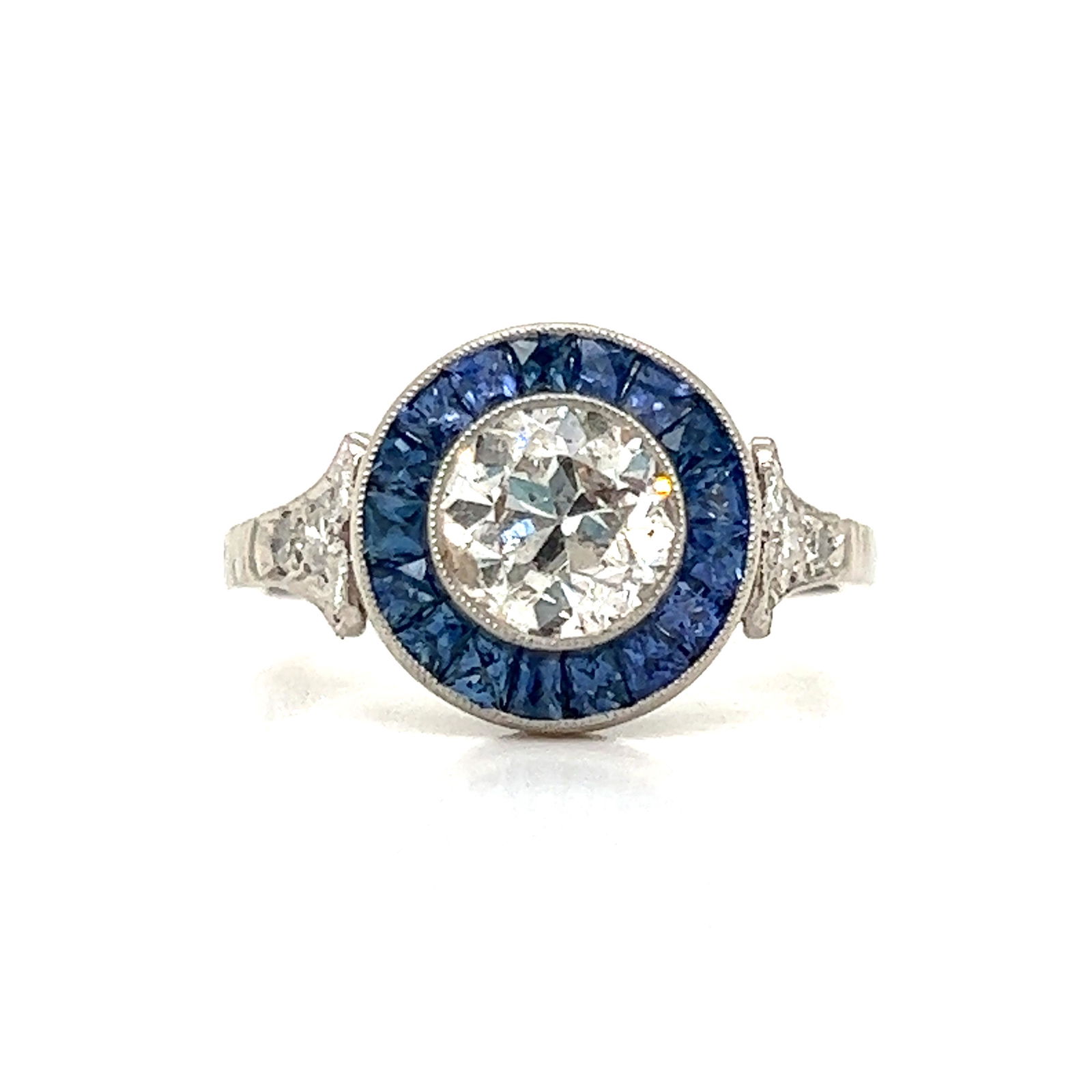 Platinum Sapphire Diamond Target Ring (1 of 3)