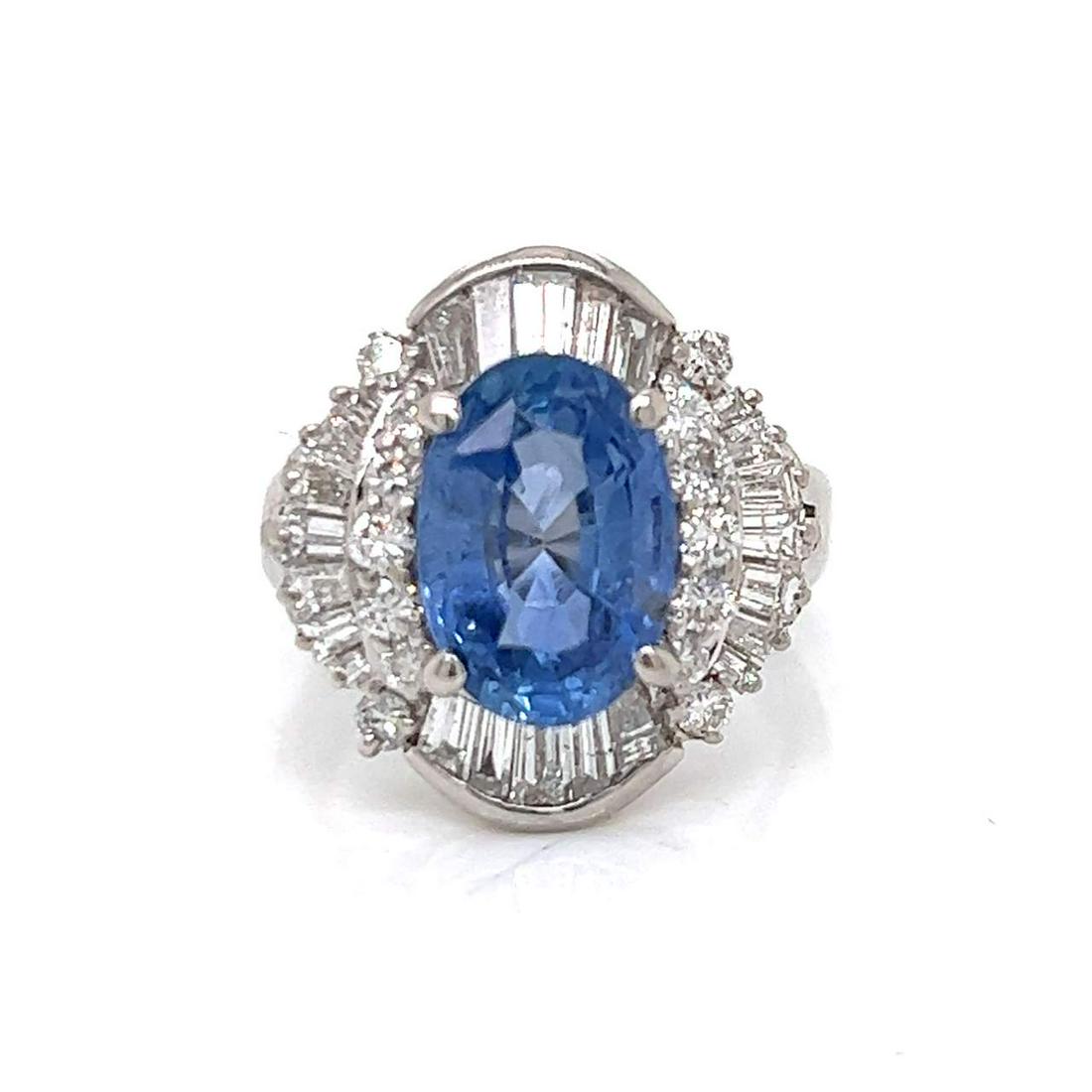 Platinum 4.48 Ct. Sapphire & Diamond Ring (1 of 1)