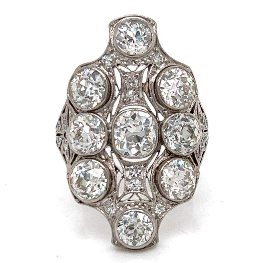 Art Deco Platinum Diamond Cocktail Ring (1 of 1)