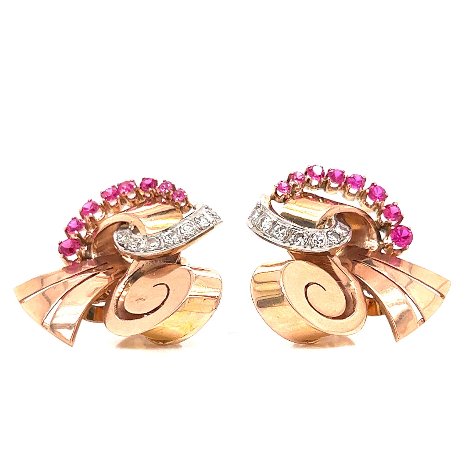 Retro 18k Diamond Ruby Earring  (1 of 2)