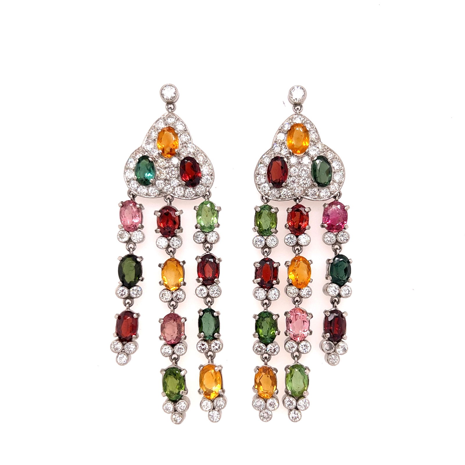 Platinum MultiGem Drop Earrings (1 of 1)