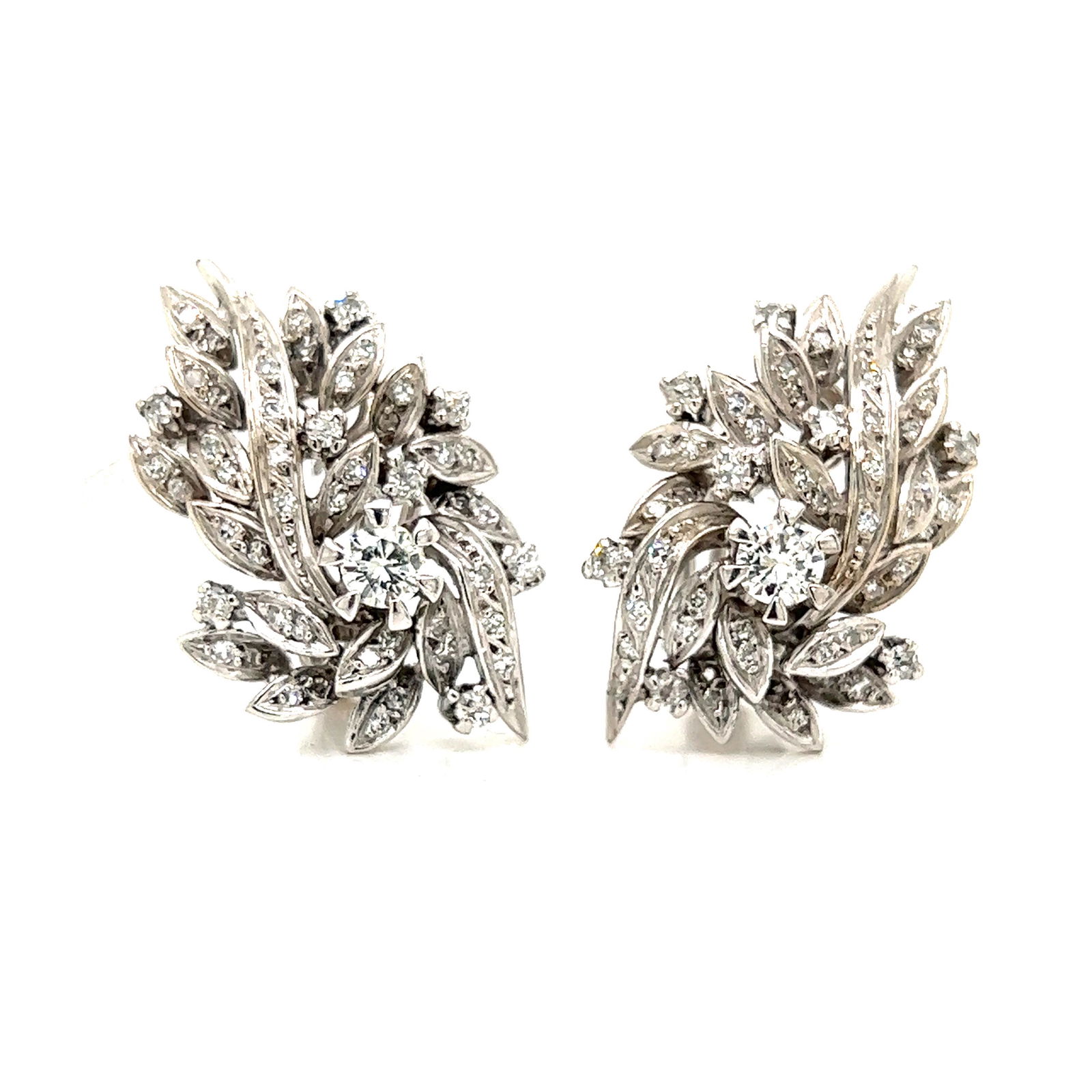 Platinum Retro Diamond Earrings  (1 of 2)