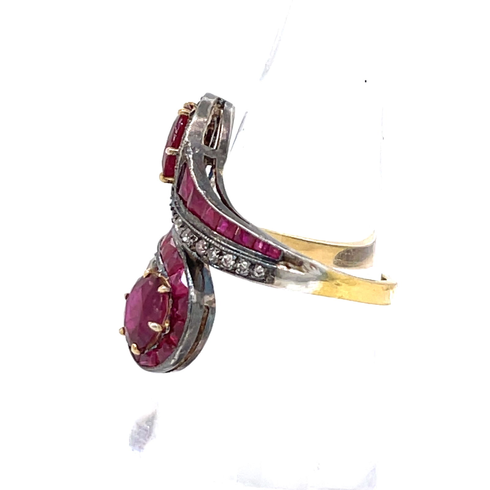 Silver and Gold Ruby Diamond Ring (1 of 2)