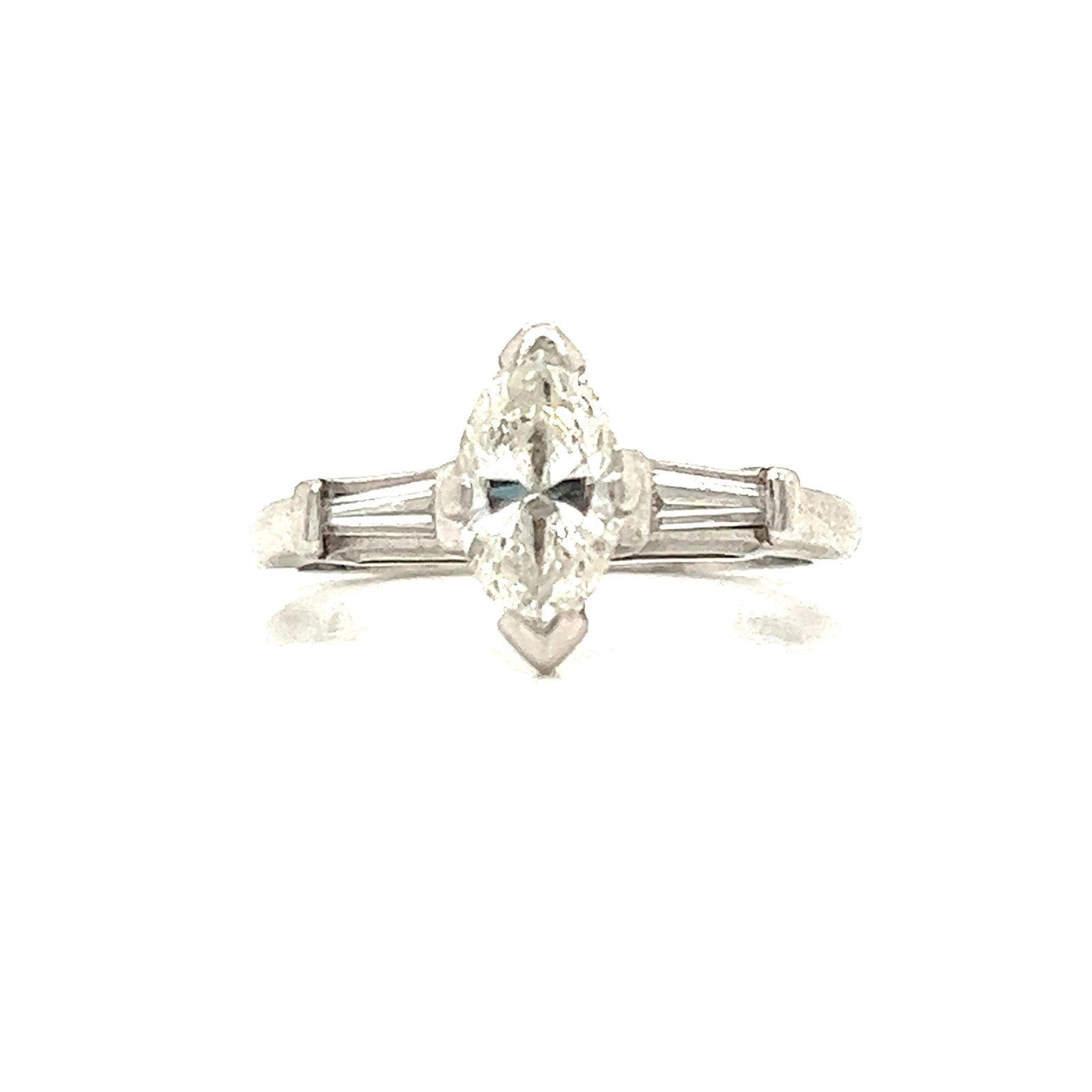 Platinum Marquise Diamond Engagement Ring (1 of 2)