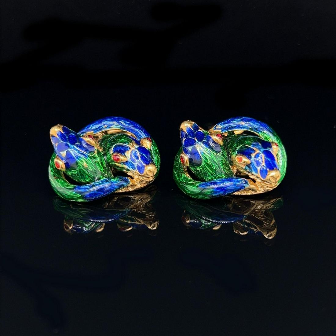 Retro 18k Enamel Snake Cufflinks (1 of 2)