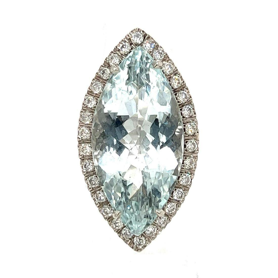 Platinum Aqua Diamond Marquise Shaped Ring (1 of 2)