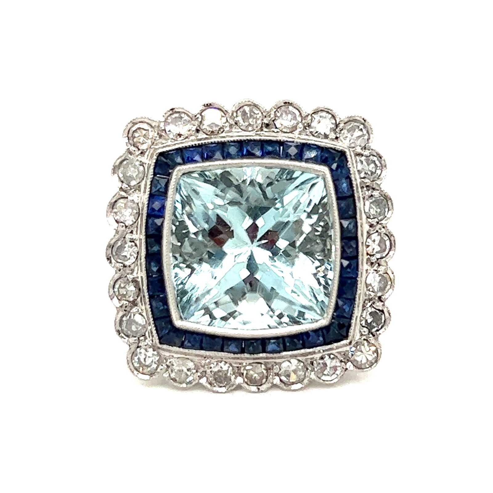 Platinum Aqua Diamond Sapphire Ring (1 of 2)