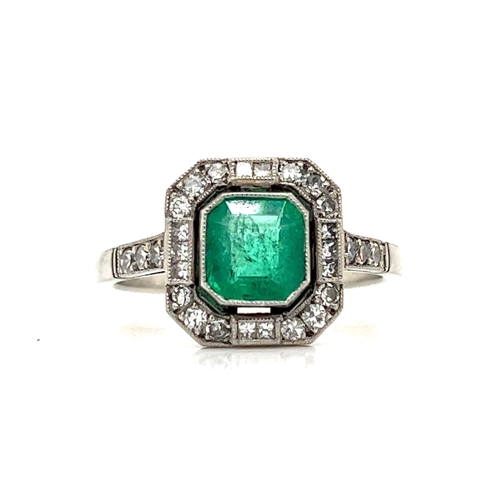 Platinum Emerald Diamond Ring  (1 of 2)