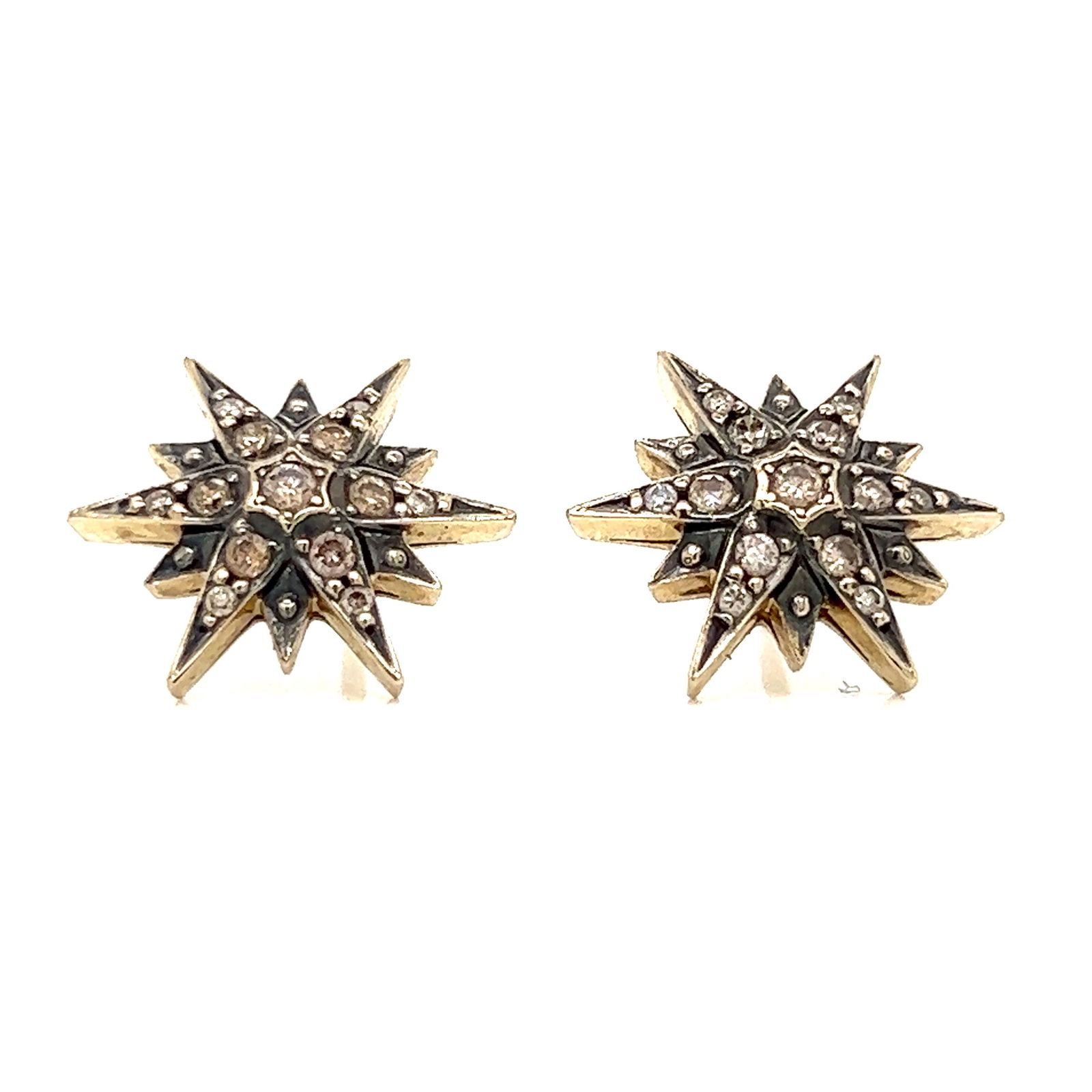 H Stern 18k Diamond Star Earring : H Stern 18k Black and Yellow Diamond Star Earring 
