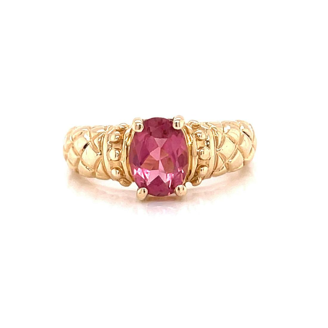 14k Tourmaline Ring: 14k Yellow Gold Weight 3.4g Tourmaline Ring Size 7 Measurements 0.32”x0.82”