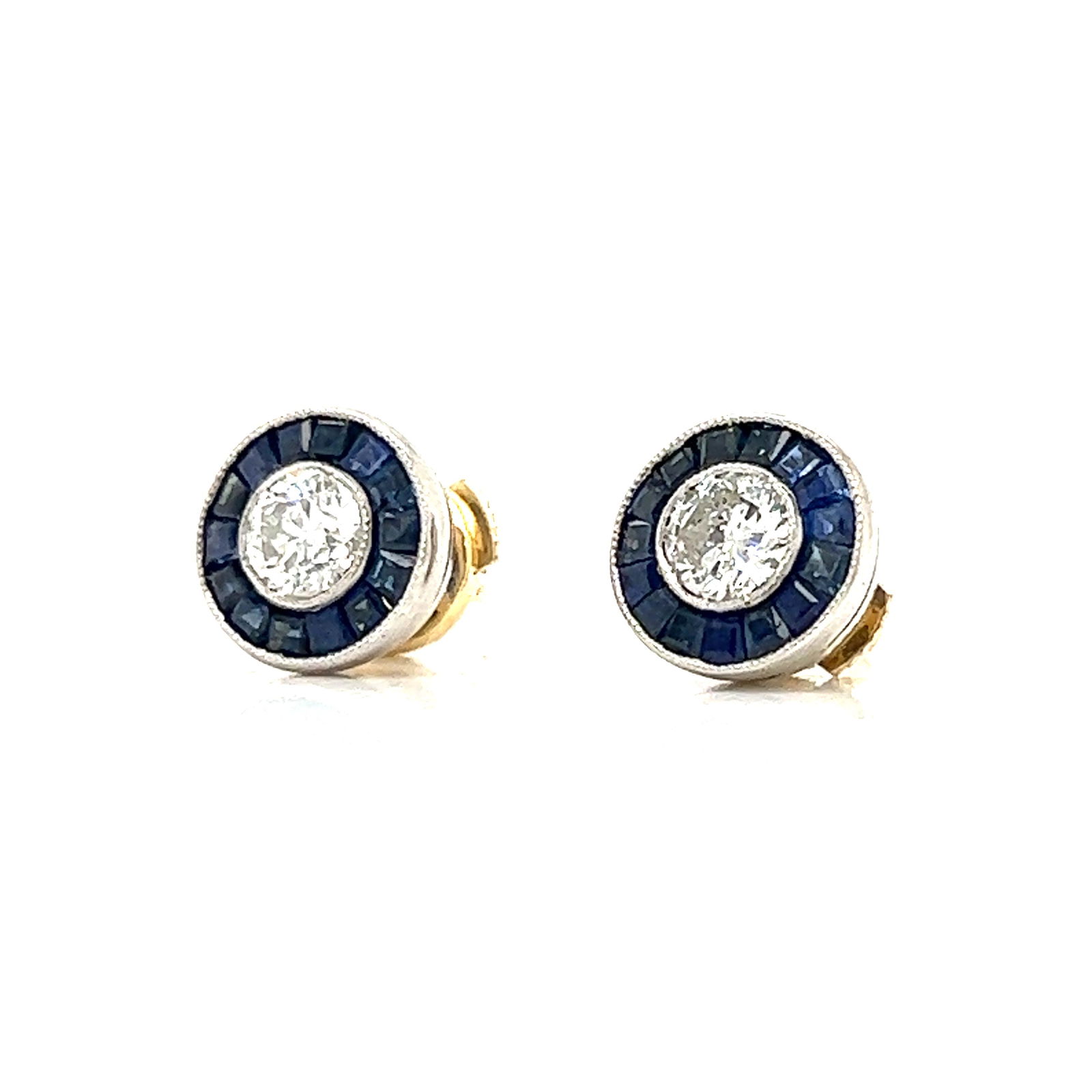 Platinum Diamond Sapphire Stud Earrings (1 of 2)