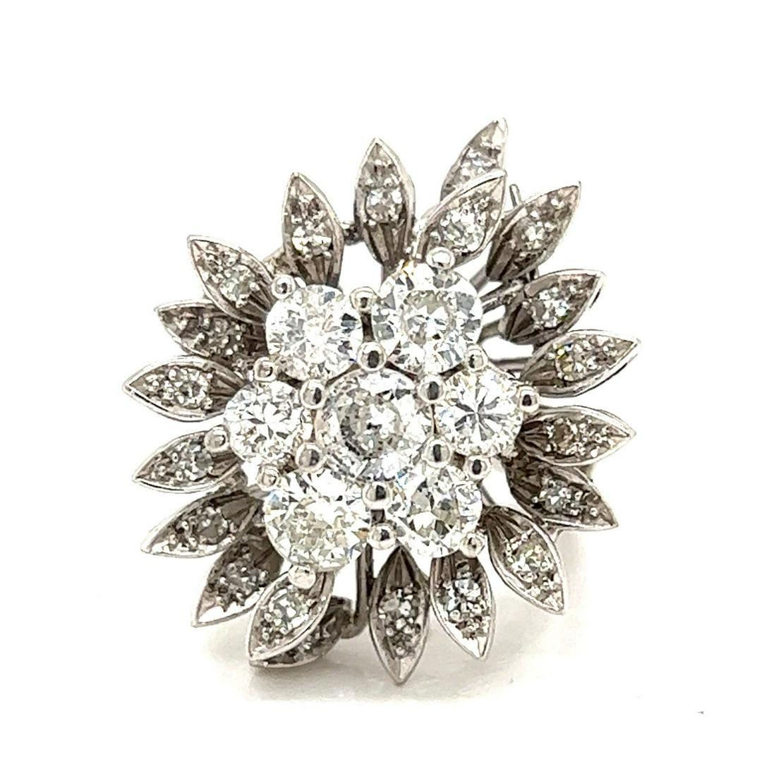 Art Deco Platinum Diamond Cluster Ring (1 of 2)