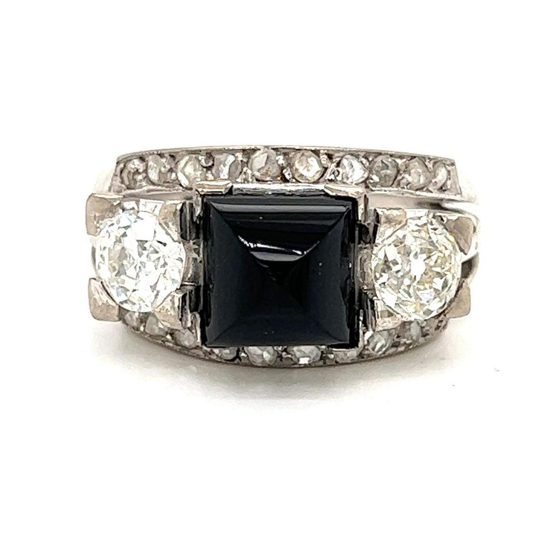 Art Deco Platinum  Onyx Diamond Ring (1 of 2)