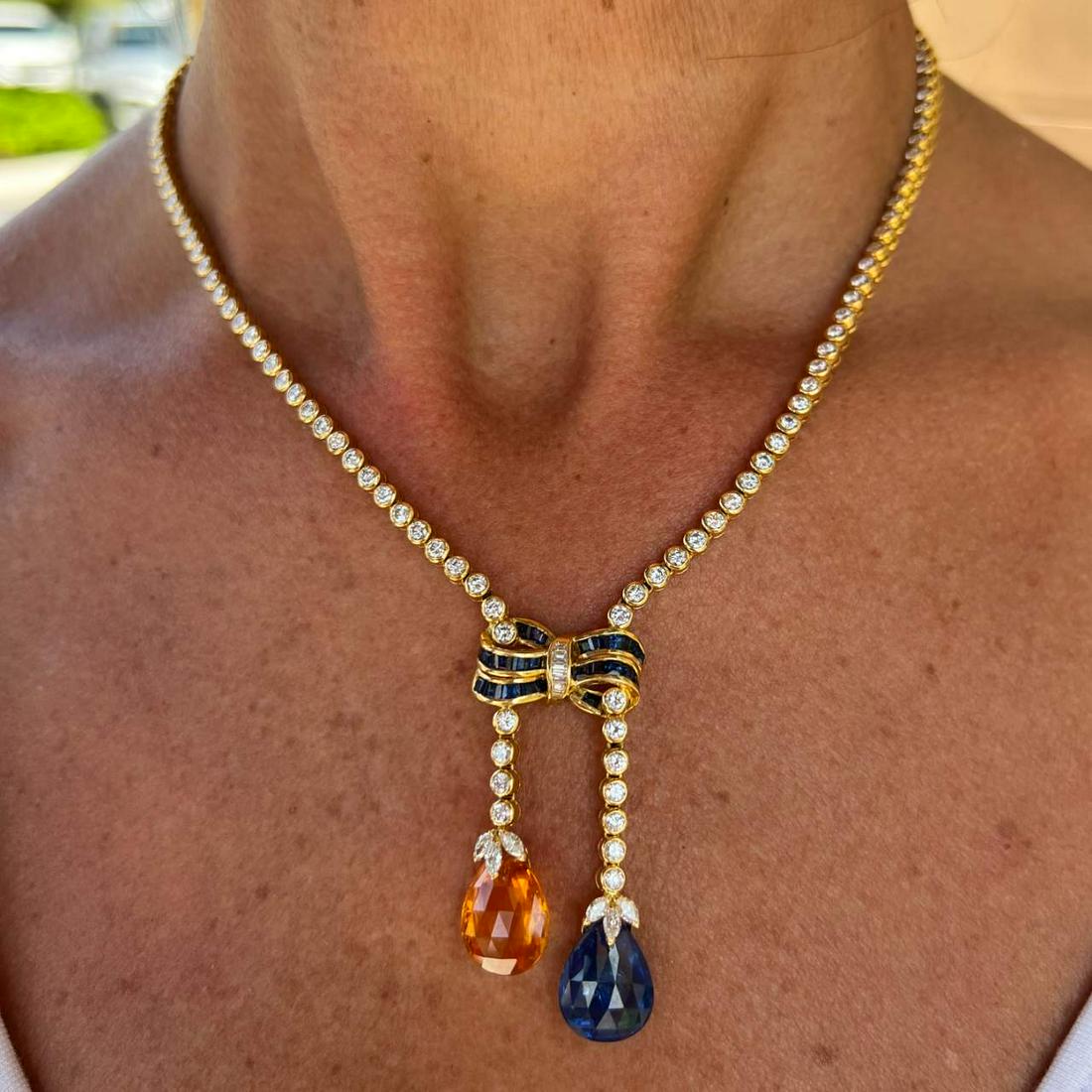 Adler 18K Yellow Gold Sapphire & Diamond Necklace (1 of 3)