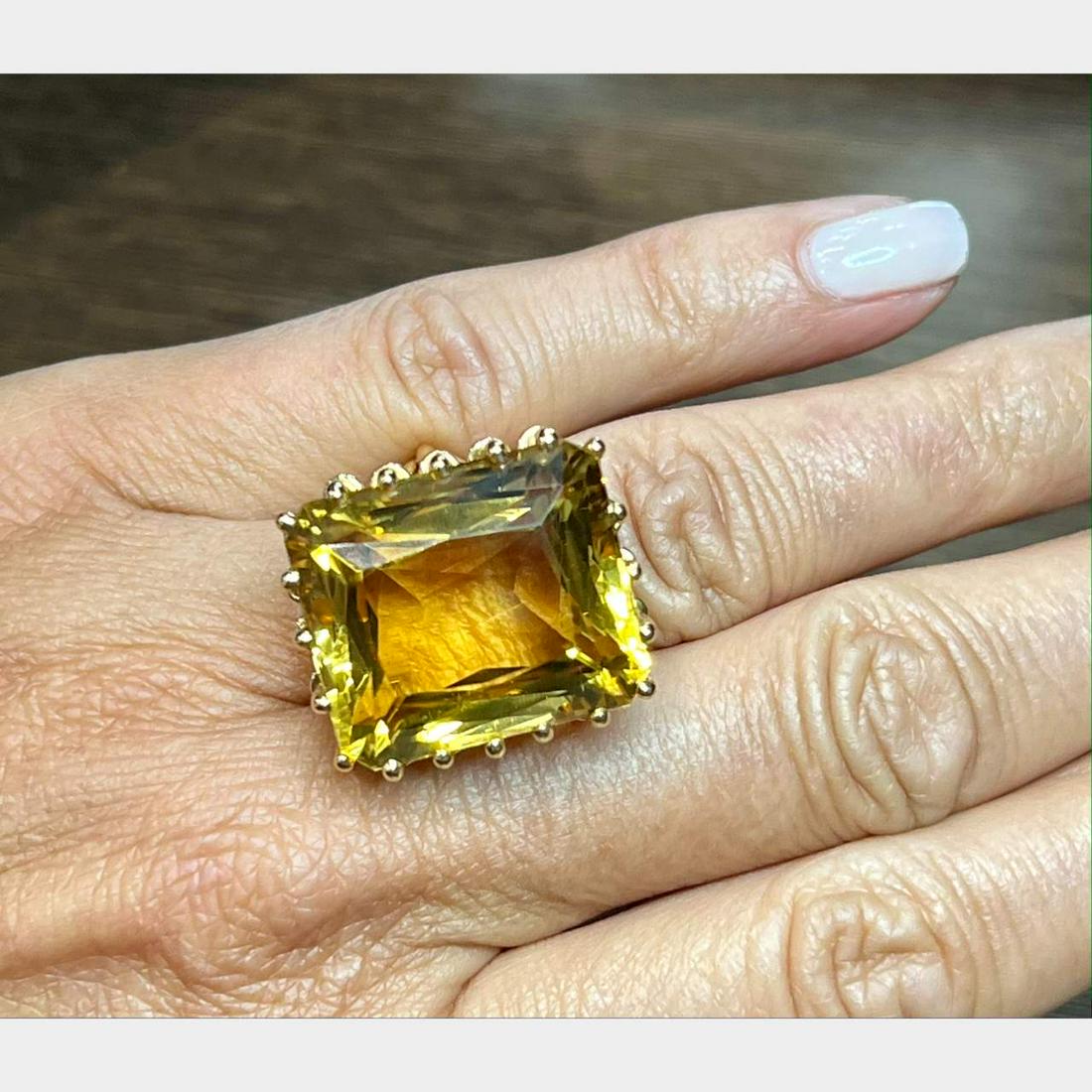 18K Yellow Gold Citrine Cocktail Ring (1 of 2)