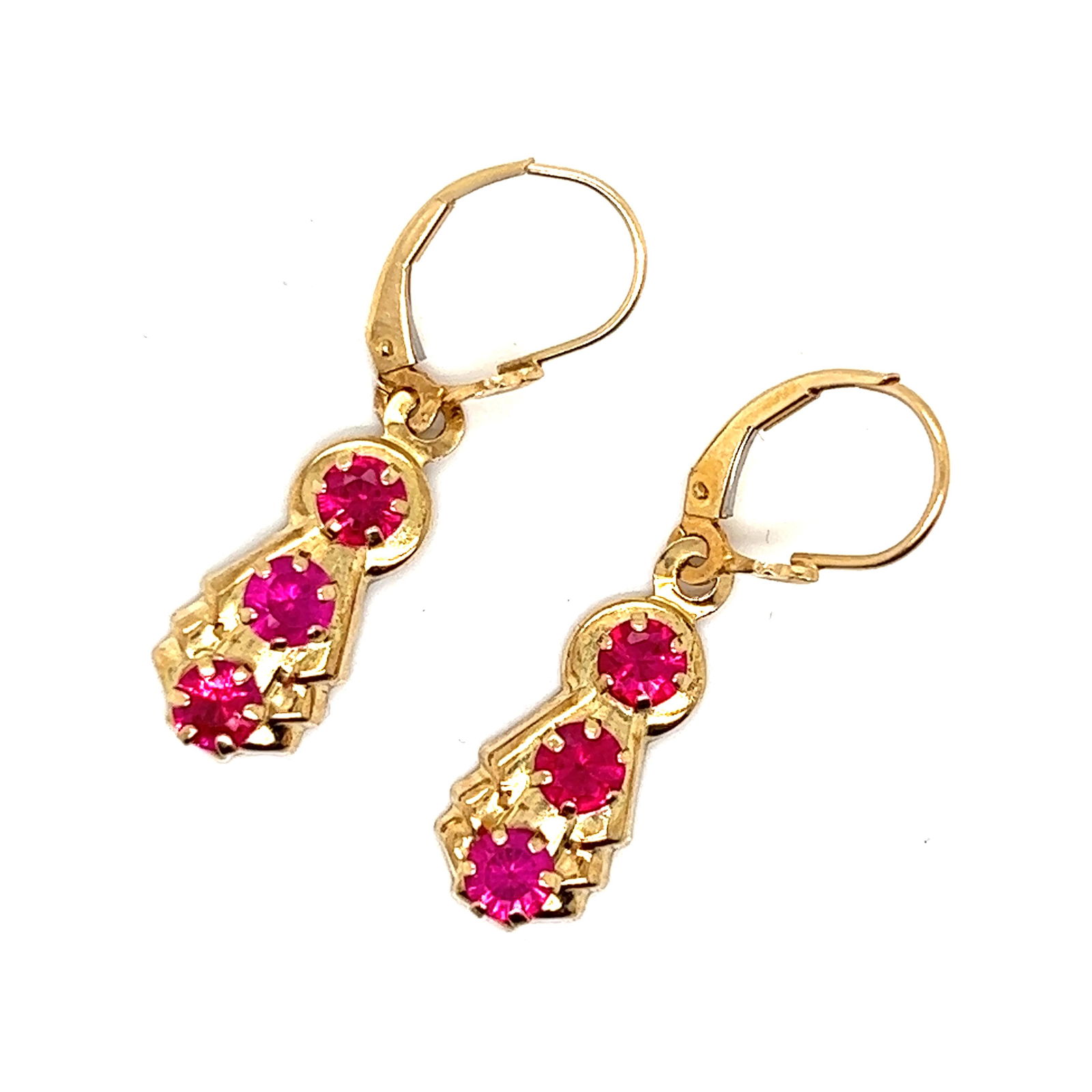 18k Retro Red Stone Earrings (1 of 2)