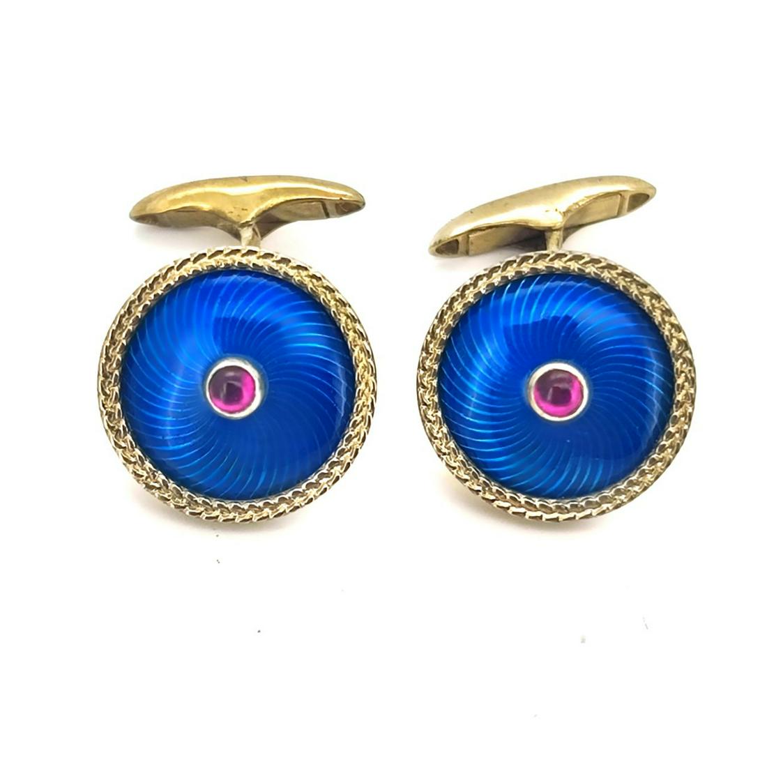 Vintage Russian Gilded Silver Enamel Cufflinks (1 of 3)