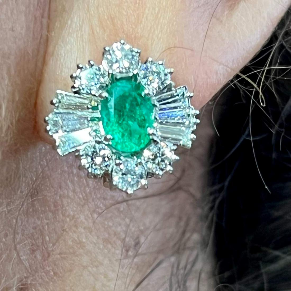18K White Gold Emerald & Diamond Earrings (1 of 2)
