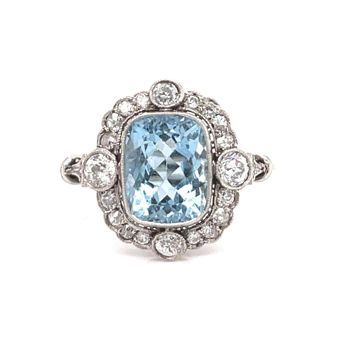 Platinum Aqua Diamond Ring (1 of 3)