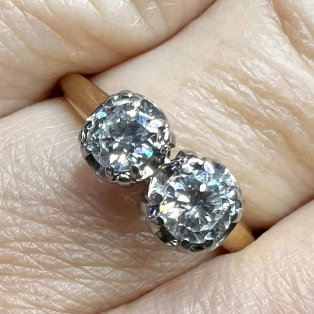 1950â€™s 14K Yellow Gold 2-Diamond Ring (1 of 2)