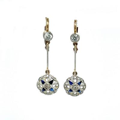 18k Platinum Art Deco Sapphire Diamond Earring (1 of 1)