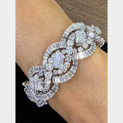 Platinum 58.66 Ct. Diamond Bracelet  (1 of 2)