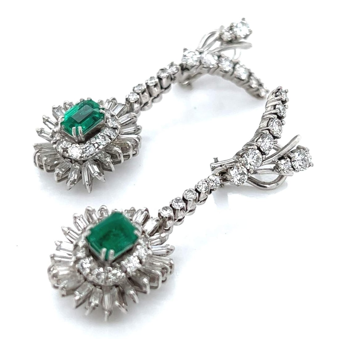 Platinum Colombian Emerald & Diamond Earrings (1 of 3)