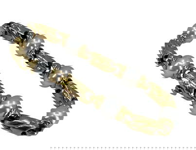 18k Bulgari Passo Doppio Pearl Bracelet: 18k Yellow Gold Weight 33.1g Bulgari Passo Doppio Pearl Bracelet Measurements 1-1/4 x 3/8in