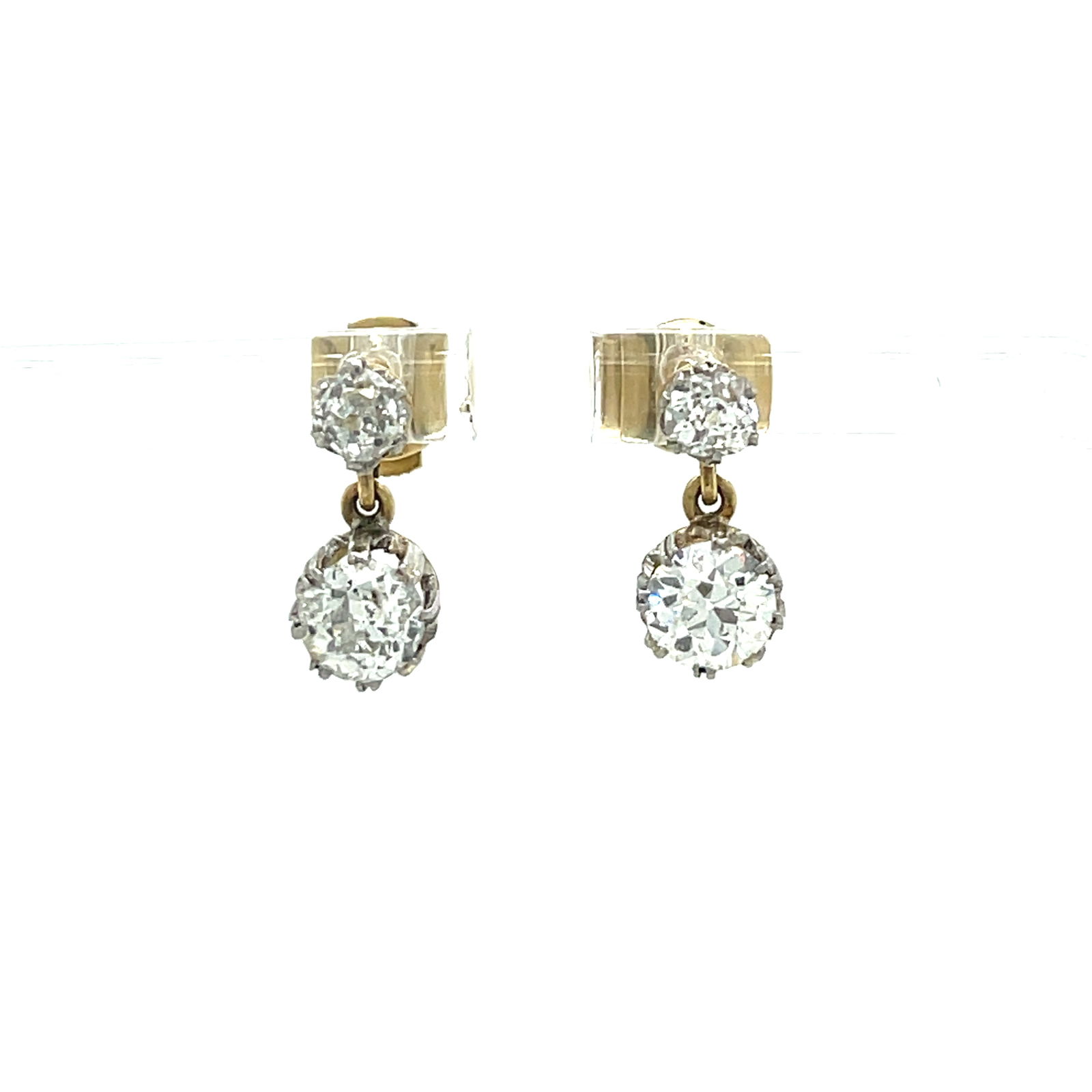 Platinum & Gold Art Deco Diamond Dangle Earring (1 of 1)