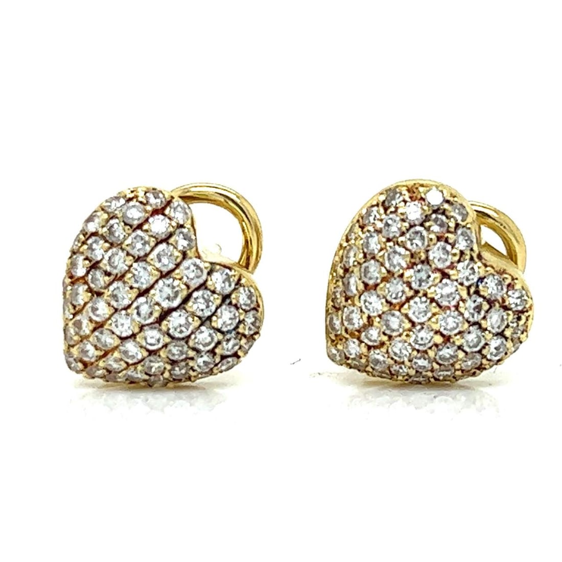 18K Yellow Gold 1.50 Ct. Diamond Heart Earrings (1 of 2)