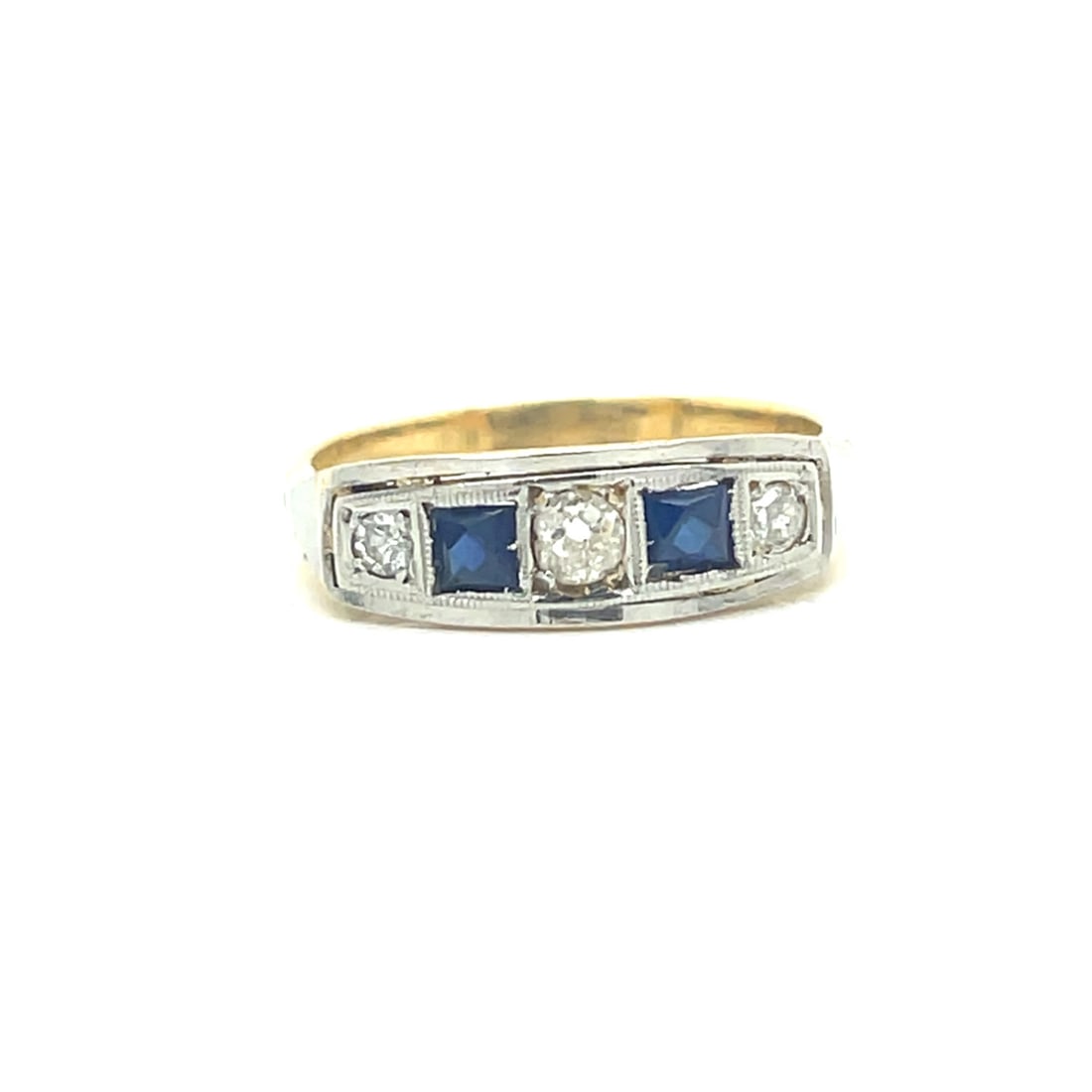 Art Deco Platinum & 18k Diamond Sapphire Ring (1 of 2)