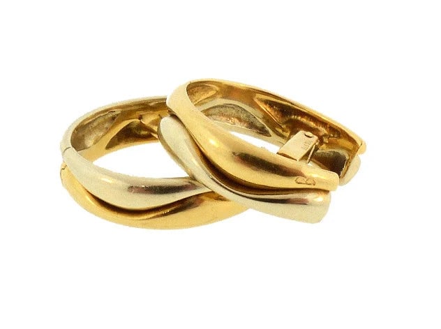 Cartier 18K White & Yellow Gold Wave Stirrup Cufflinks (1 of 3)