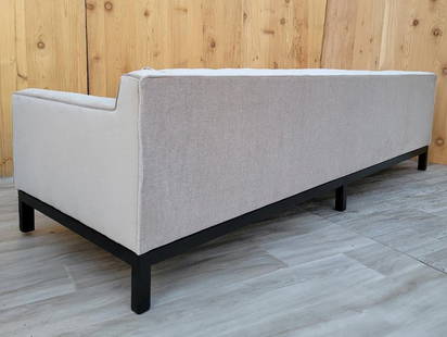 MID CENTURY MODERN EDWARD WORMLEY FOR DUNBAR: MID CENTURY MODERN EDWARD WORMLEY FOR DUNBAR NEWLY UPHOLSTERED IN MOHAIR L 98” H 26.5” D 34” Seat H 18.5” Location for this lot: Chicago Shipping for