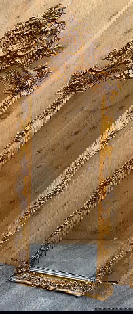 ANTIQUE ROCOCO FLOOR WALL MIRROR (1 of 3)