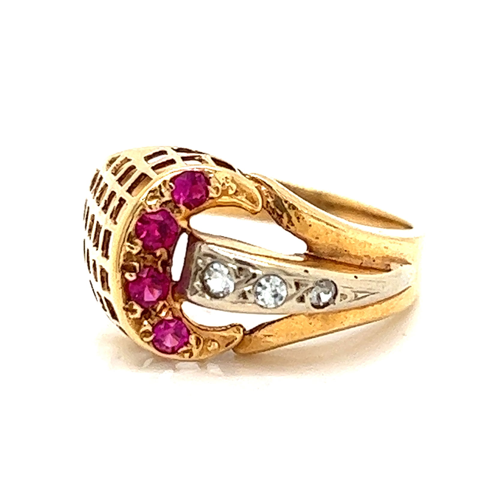 18k Retro Ruby Diamond Ring (1 of 3)