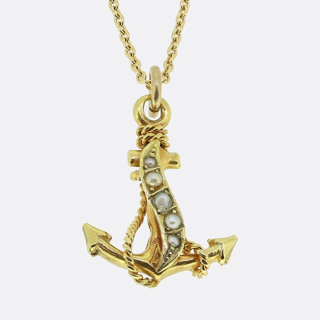18k Edwardian Pearl Anchor Pendant Necklace (1 of 3)